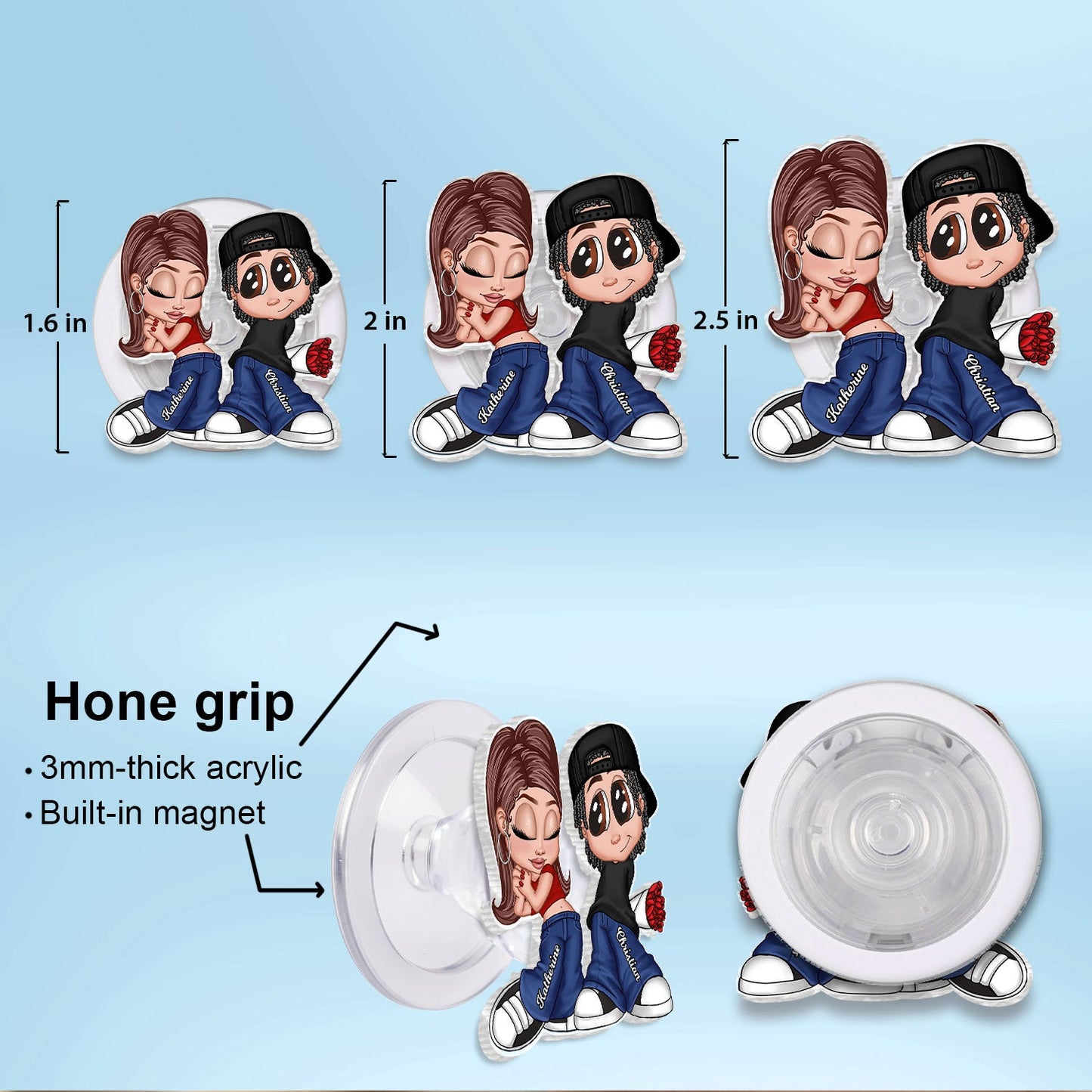Y2K Couple - Personalized Acrylic Magnetic Phone Grip - Trendy Gift for Him, Gift for Her