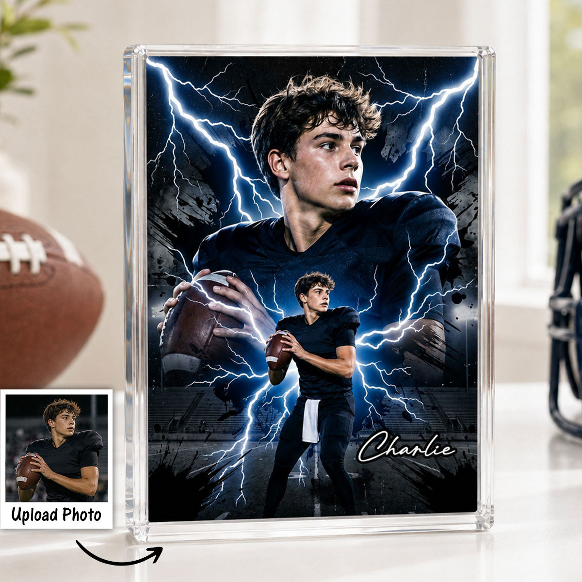 Trending Bootleg Sport Photos Insert - Personalized Acrylic Block Plaque - Gift For Boy, Girl
