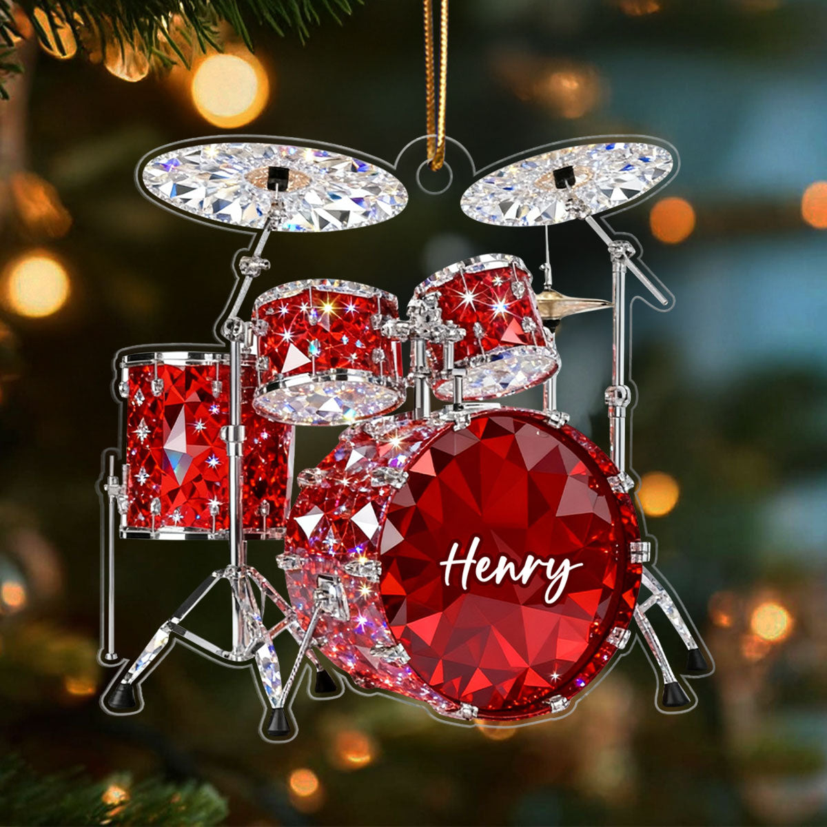 Drum Music Crystal Effect - Personalized Acrylic Ornament - Unique Christmas Gift For Drummer
