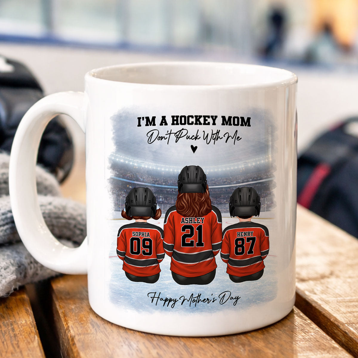 Hockey Mom And Kids - Personalized Mug - Heartfelt Gift For Hockey Mom, Gift For Wife