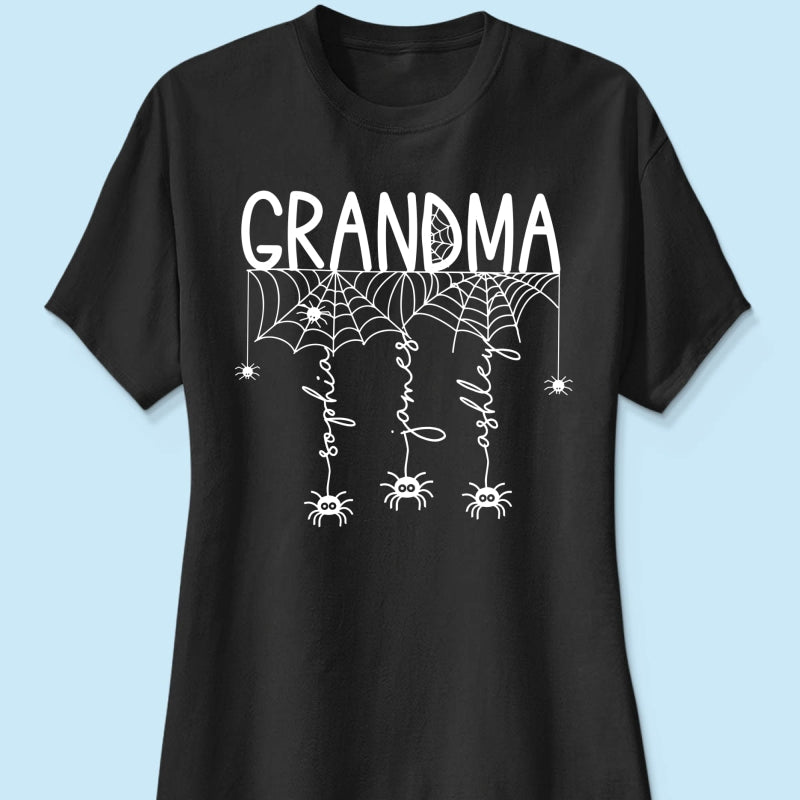 Grandma Mom Spooky Spiders - Personalized Shirt - Halloween Gift