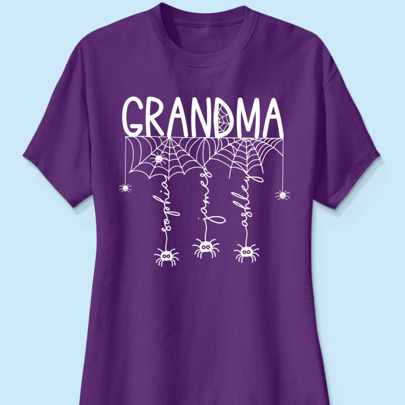 Grandma Mom Spooky Spiders - Personalized Shirt - Halloween Gift