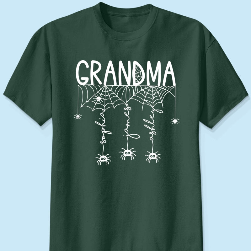 Grandma Mom Spooky Spiders - Personalized Shirt - Halloween Gift