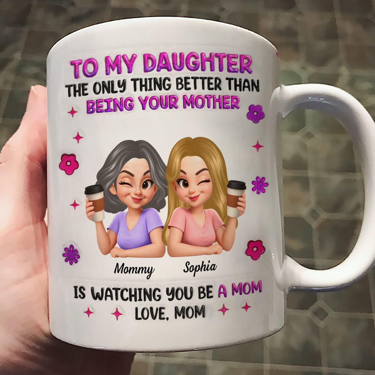 Watching You Be A Mom Mother Daughter - Personalized Mug - Heartfelt Mother's Day Gift for Daughter