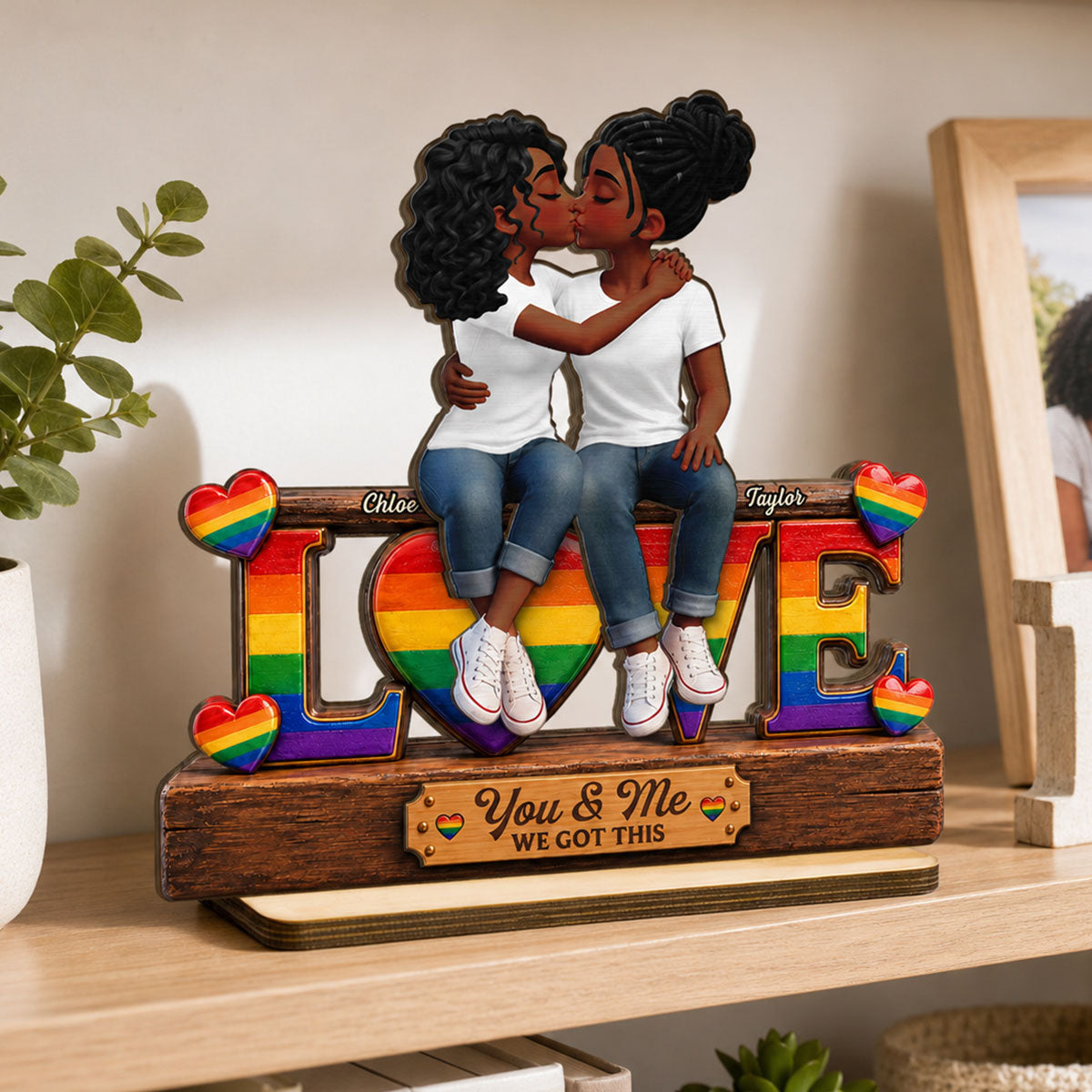 LGBT+ Couple Forever Love - Personalized 2-Layered Wooden Plaque - Gift For Couple, Happy Pride Month