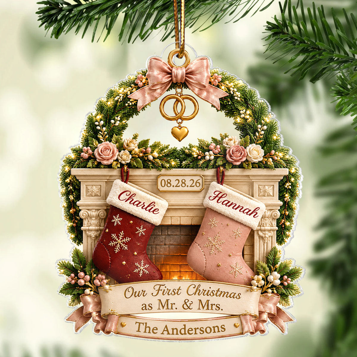Our First Christmas As Mr And Mrs - Personalized Acrylic Ornament - Christmas Gift For Couple
