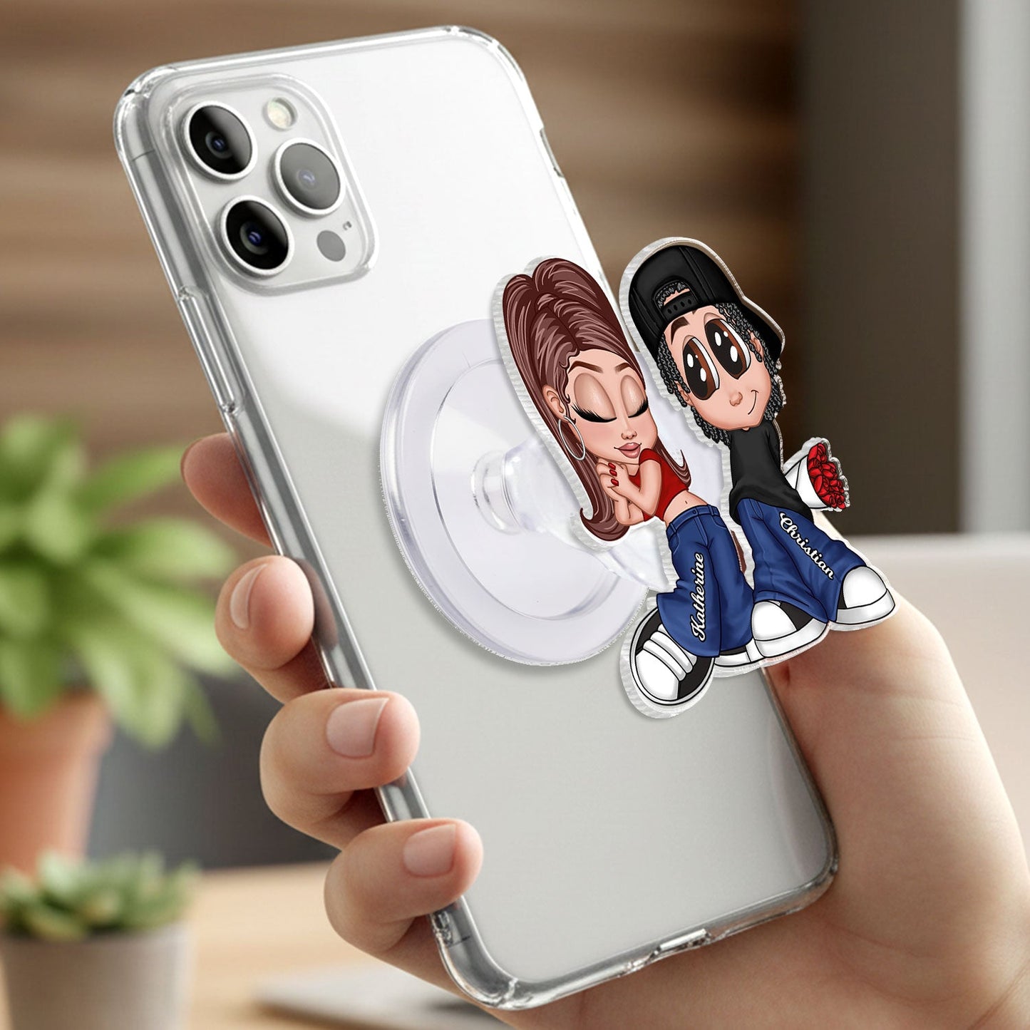 Y2K Couple - Personalized Acrylic Magnetic Phone Grip - Trendy Gift for Him, Gift for Her