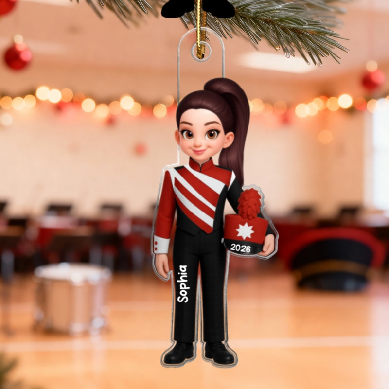 3D Effect Marching Band - Personalized Acrylic Ornament - Gift For Granddaughter, Grandson