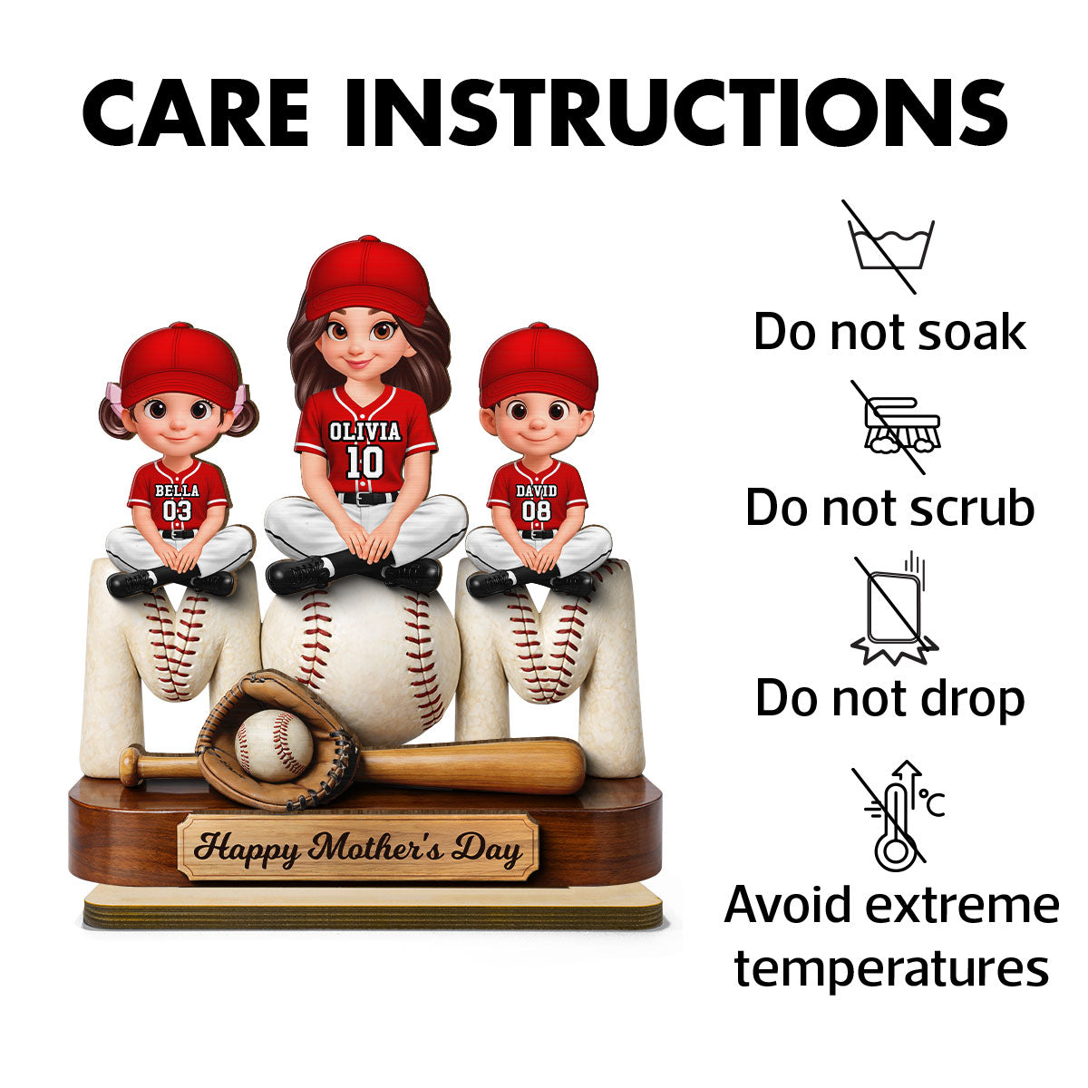 Best Baseball Mom Ever - Personalized 2-Layered Wooden Plaque - Mother's Day Gift For Baseball Mom