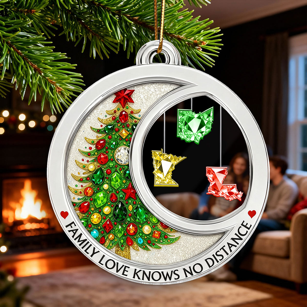 3D Crystal Effect Long Distance Family Love Knows No Distance - Personalized Acrylic Ornament