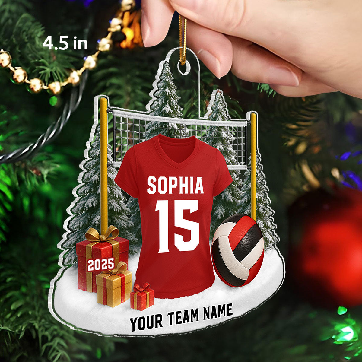3D Effect Volleyball Player Uniform - Personalized Acrylic Ornament - Christmas Gift For Volleyball Players, School Volleyball Team