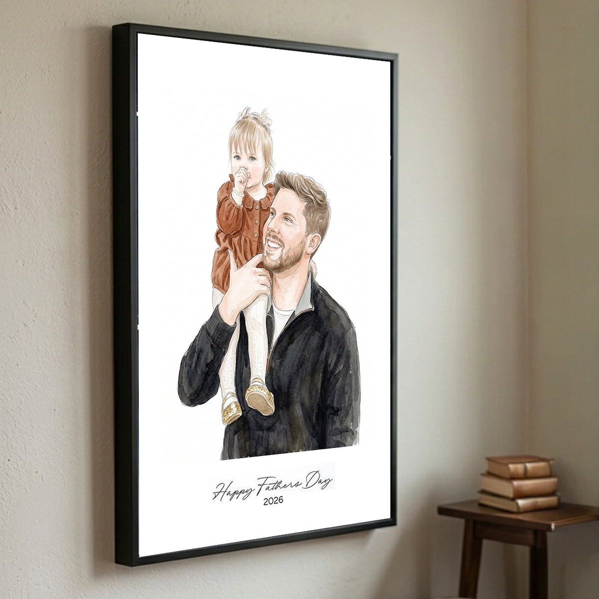 Custom Father's Day Watercolor Portrait from Photo - Personalized Poster - Gift for Him
