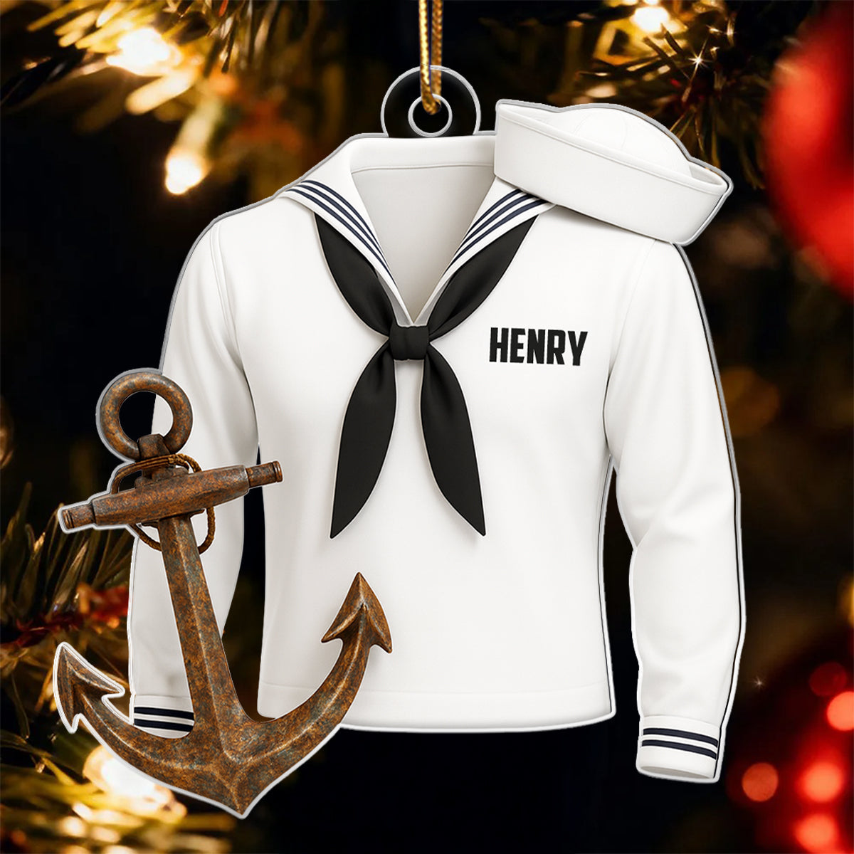 Sail with Courage & Pride – Personalized Acrylic Ornament – Appreciation Gift for Navy Heroes