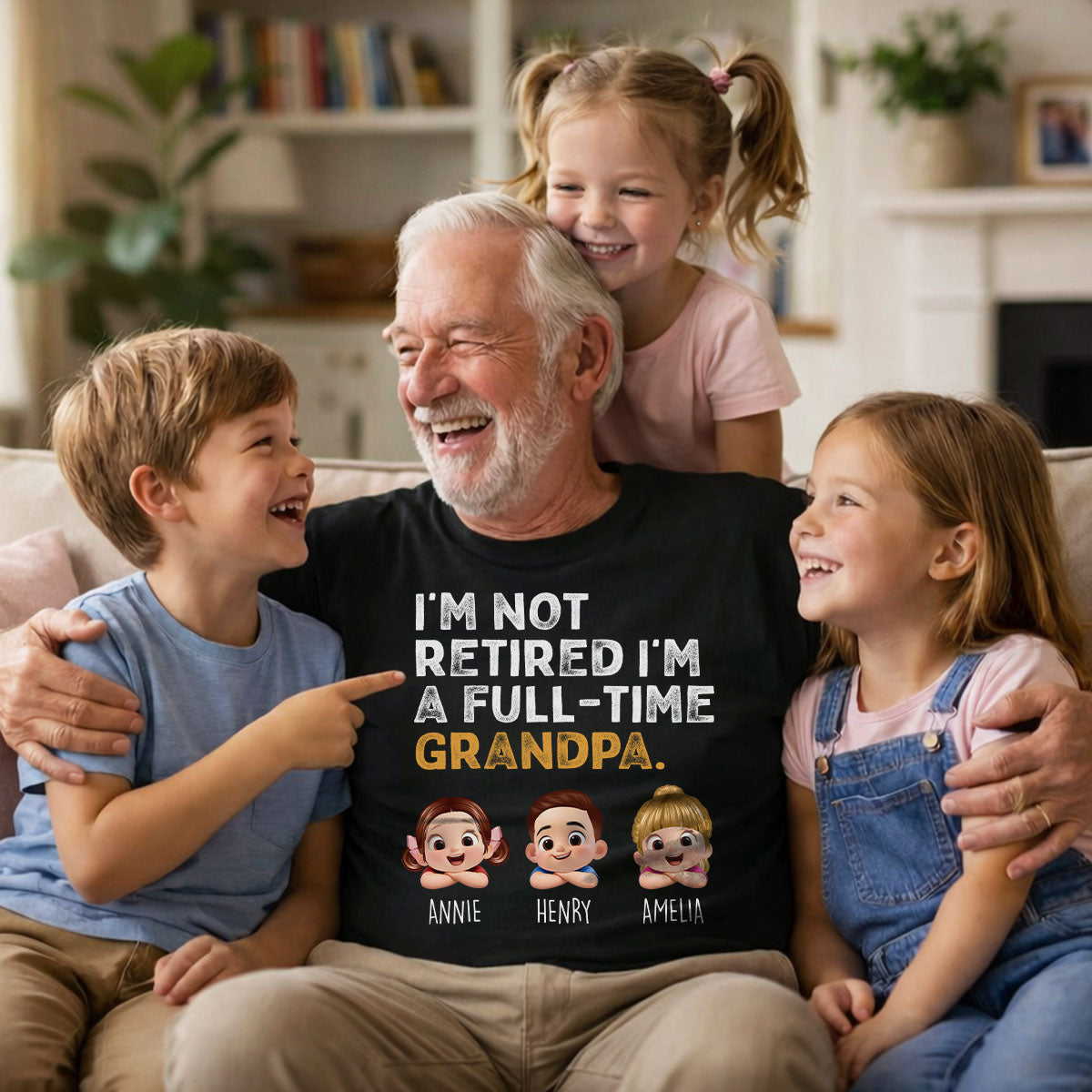 I'm Not Retired I'm A Full Time Grandpa - Personalized Shirt - Retirement Gift for Grandpa, Dad, Husband