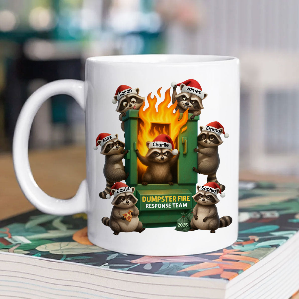 Cunning Raccoon Office Chaos Dumpster Fire Response Team - Personalized Mug - Funny Holiday Gift for Coworkers