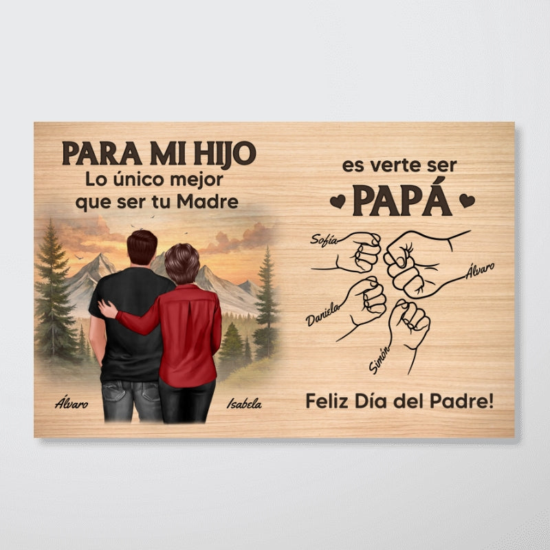 Día del Padre De Mamá A Hijo Viéndote Ser Papá - Personalized Poster - Father's Day Gift For Son