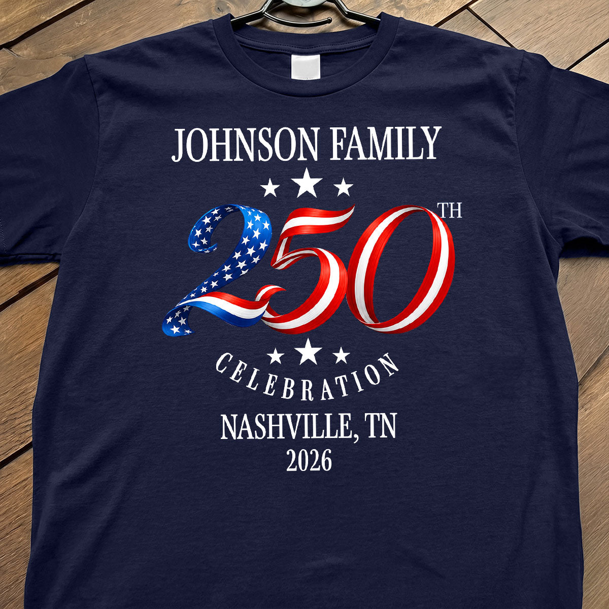 Custom Family American 250th Anniversary 4th of July - Personalized Shirt - Family Matching Patriotic Crew Shirt