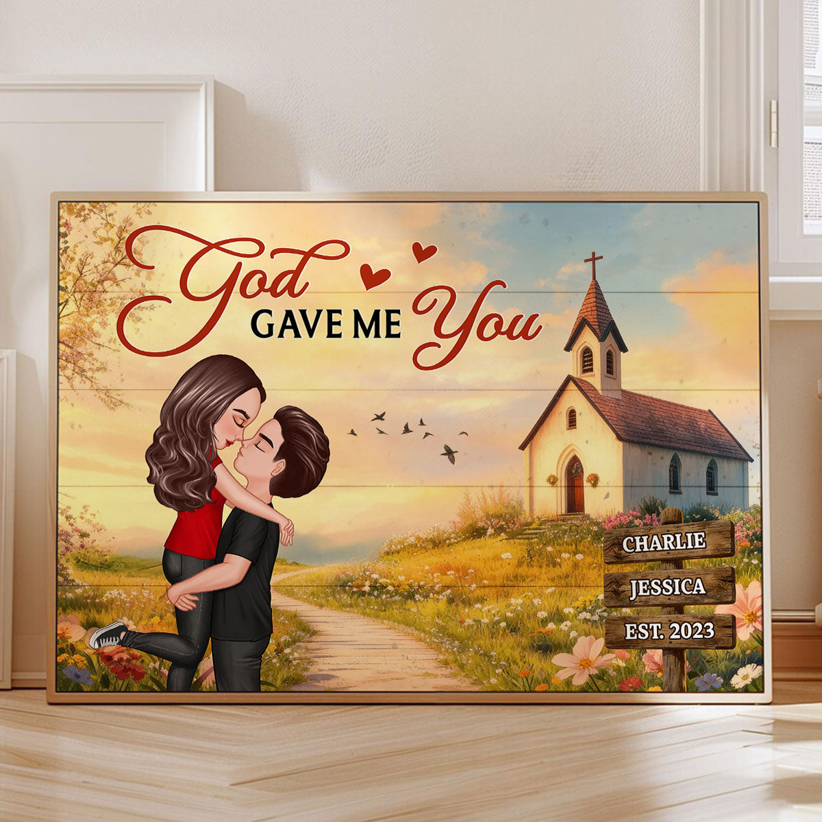God Wrote Our Love Story Christian Couple Decor - Personalized Poster - Heartfelt Valentine, Anniversary Gift For Him, For Her, For Wife, For Husband