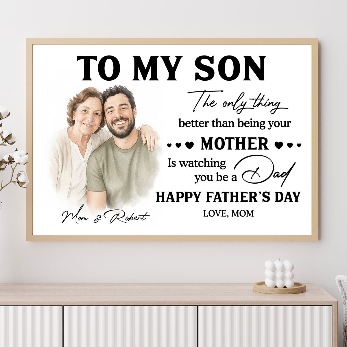 Watercolor Style To My Son From Mom - Personalized Poster - Father's Day Gift For Son