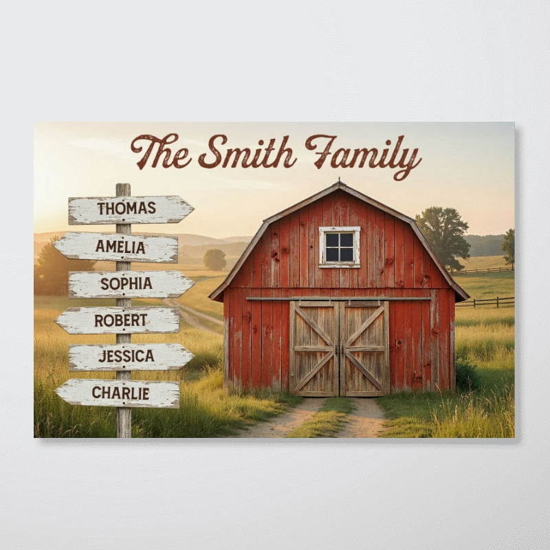 Nostalgia Barn House Family Sign Posts - Personalized Poster - Gift For Family, Farmhouse Decor