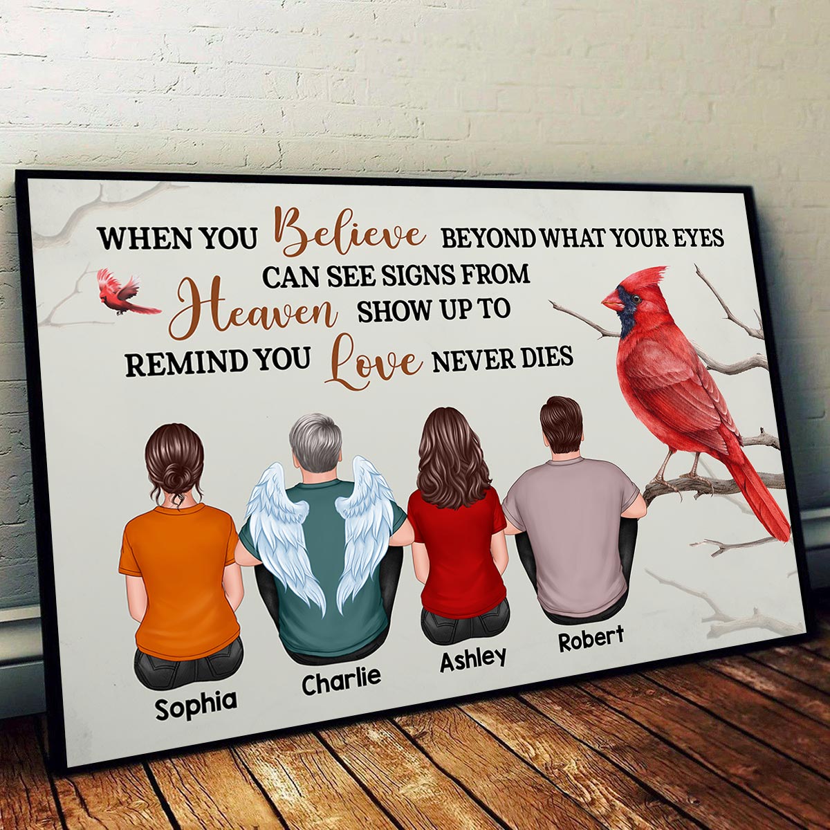 When You Believe Beyond Cardinal Memorial Gift For Mom Family Personalized Horizontal Poster