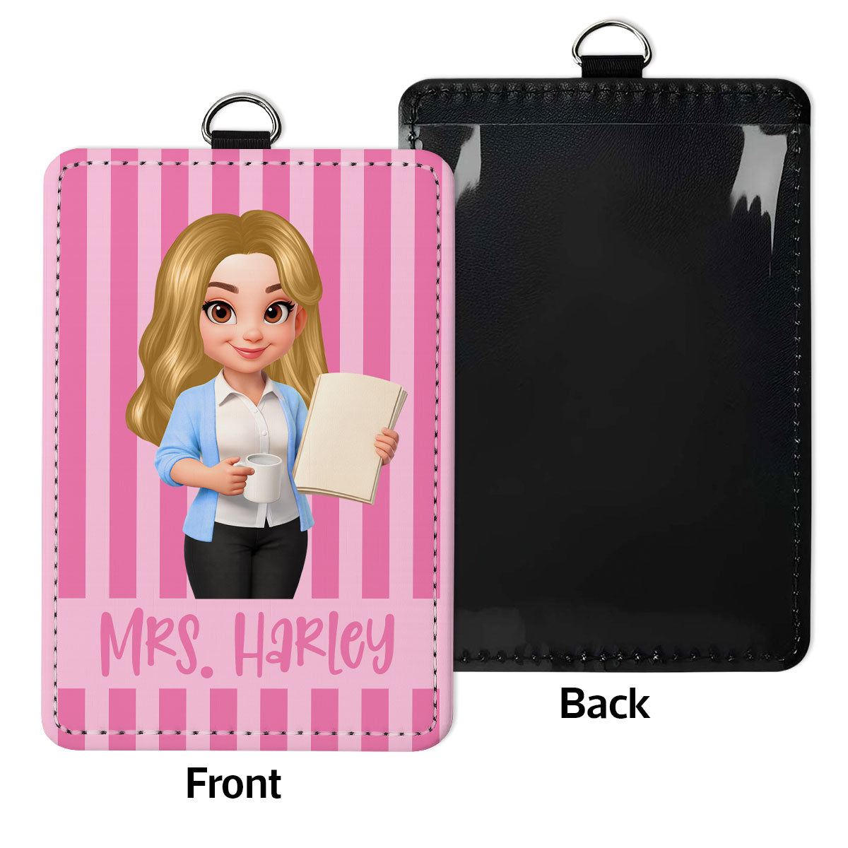 Trending Stripe Woman Style Teacher - Personalized ID Badge Holder - Back To School Gift For Teacher