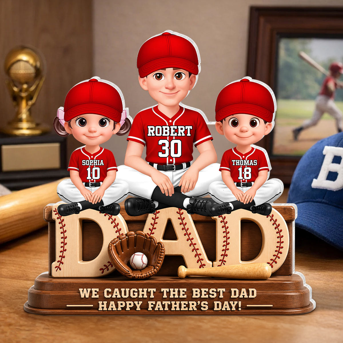 We Caught the Best Baseball Dad - Personalized Acrylic Block Plaque -  Gift for Dad, Husband