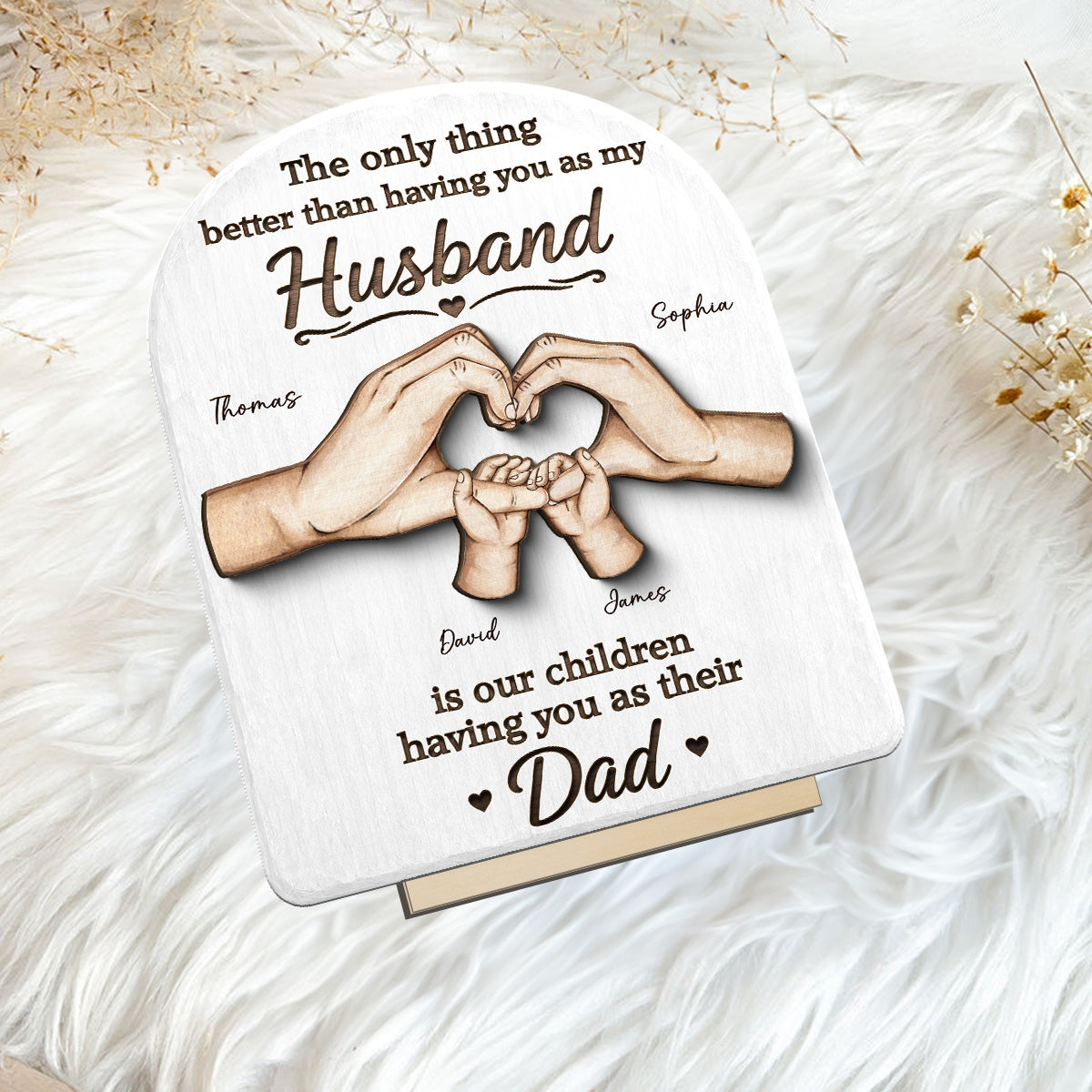The Only Thing Having You As My Husband Family Hands - Personalized 2-Layered Wooden Plaque -  Gift For Husband