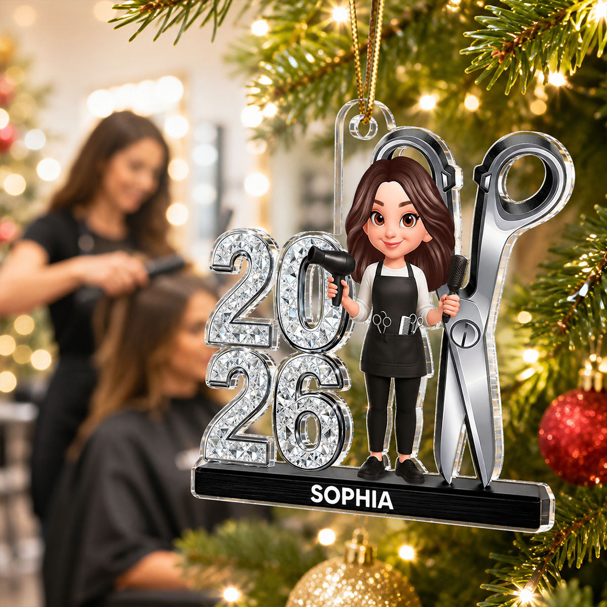 Hairdresser Man Woman - Personalized Acrylic Ornament - Christmas Gift For Hairdressers