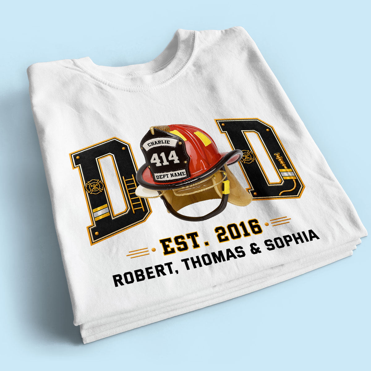 Proud Firefighter Dad Firefighter Helmet - Personalized Shirt - Father's Day Gift For Dad, Husband