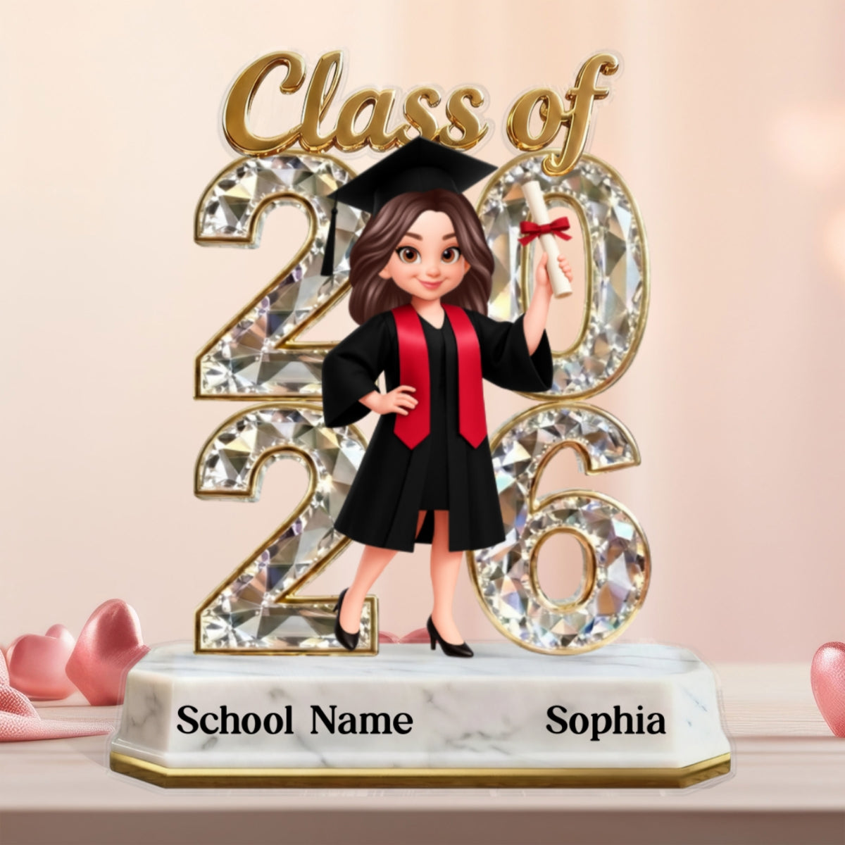 Senior Class Of 2026 2027 Graduate Keepsake 2D Flat - Personalized Acrylic Block Plaque - Graduation Gift For Daughter, Son
