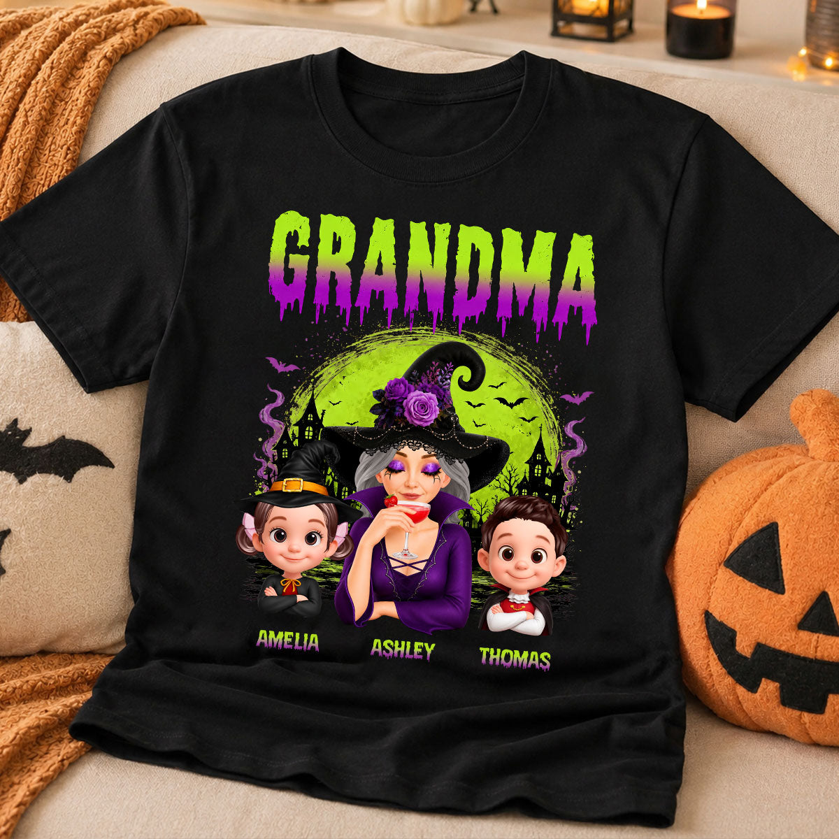 Grandma Mom Witch Halloween - Personalized Shirt - Trendy Halloween Gift for Her