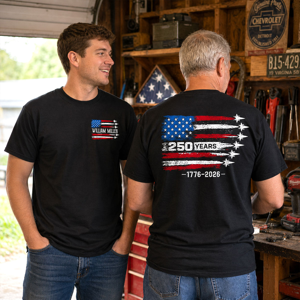250 Years American Flag Jets Custom Name - Personalized Shirt - United States 250th Anniversary USA Patriotic