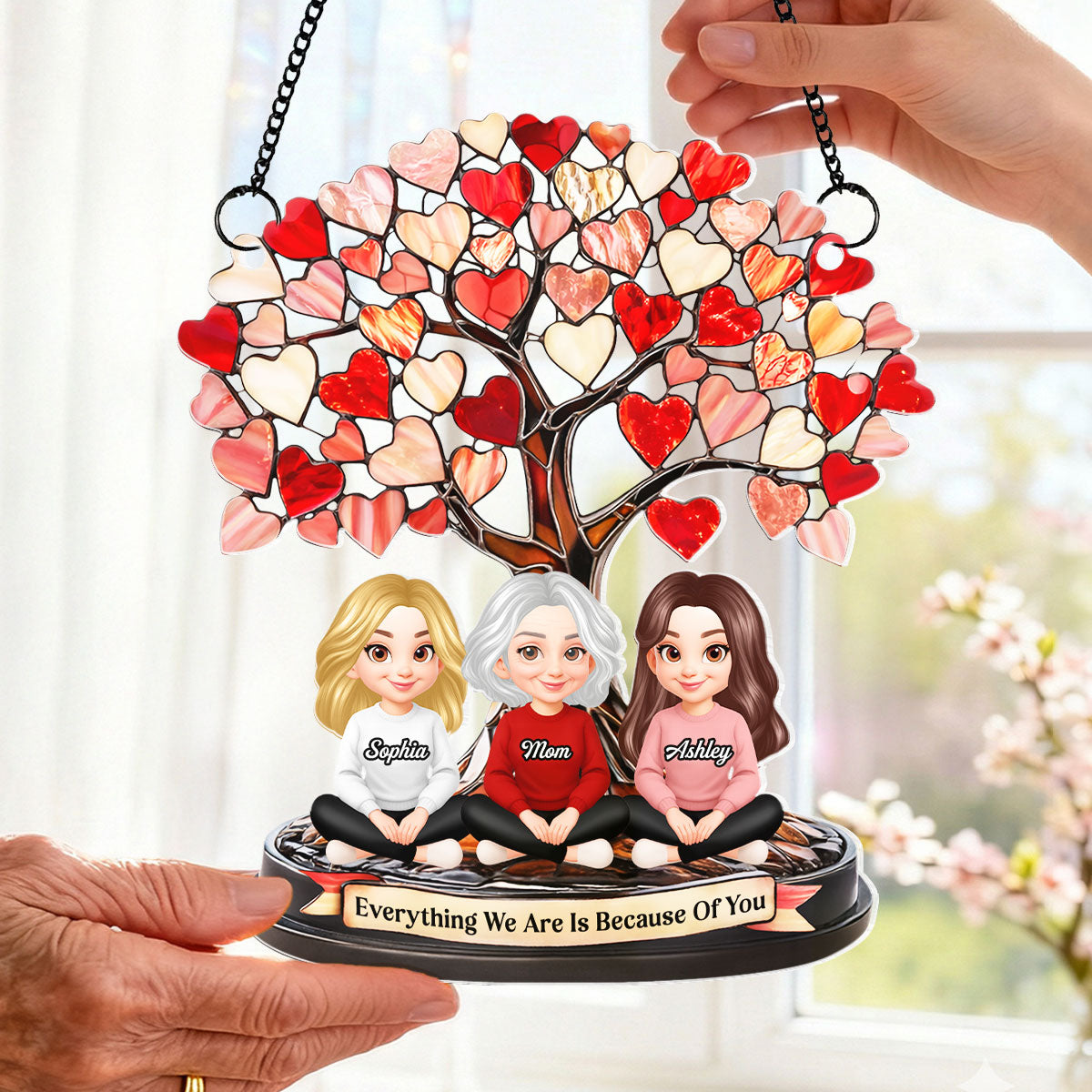 Mom Everything We Are Is Because Of You - Personalized Suncatcher - Heartfelt Mother's Day Gift for Mom
