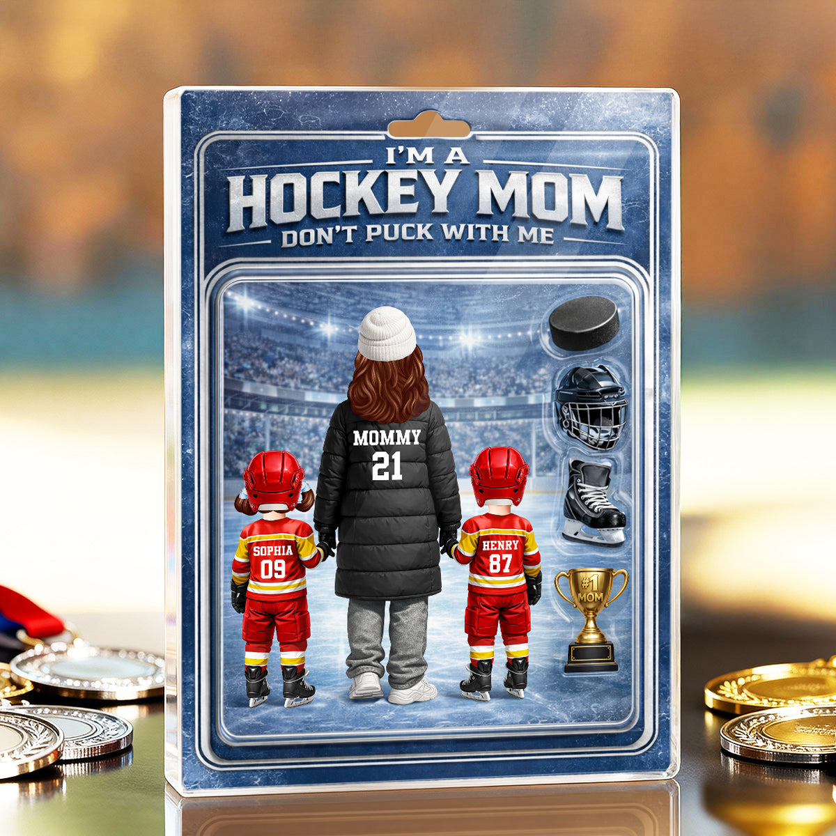 I'm A Hockey Mom Don't Puck With Me Action Figure - Personalized Acrylic Block Plaque - Gift For Hockey Mom