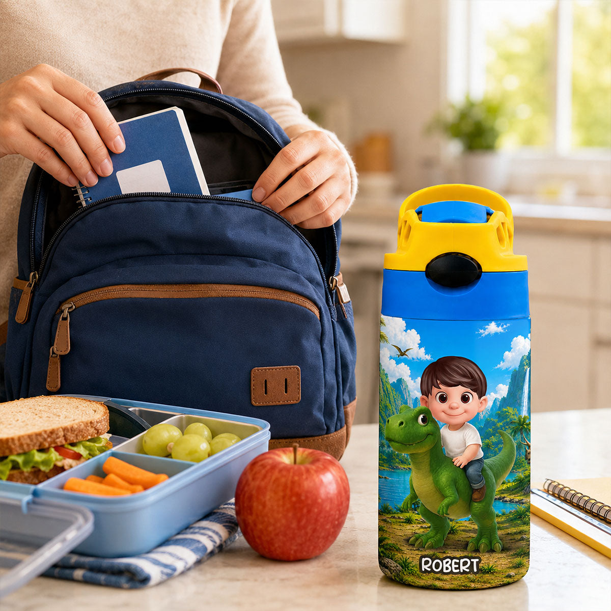Dinosaur Adventure for Boys Girls - Personalized Kid Water Bottle - Back to School Gift for Kids