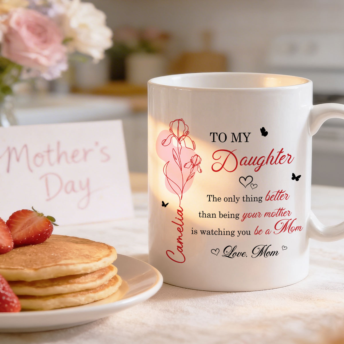 The Only Thing Better is Watching You Be a Mom - Personalized Mug - Custom Birth Month Flower, Heartfelt Mother's Day Gift for Daughter