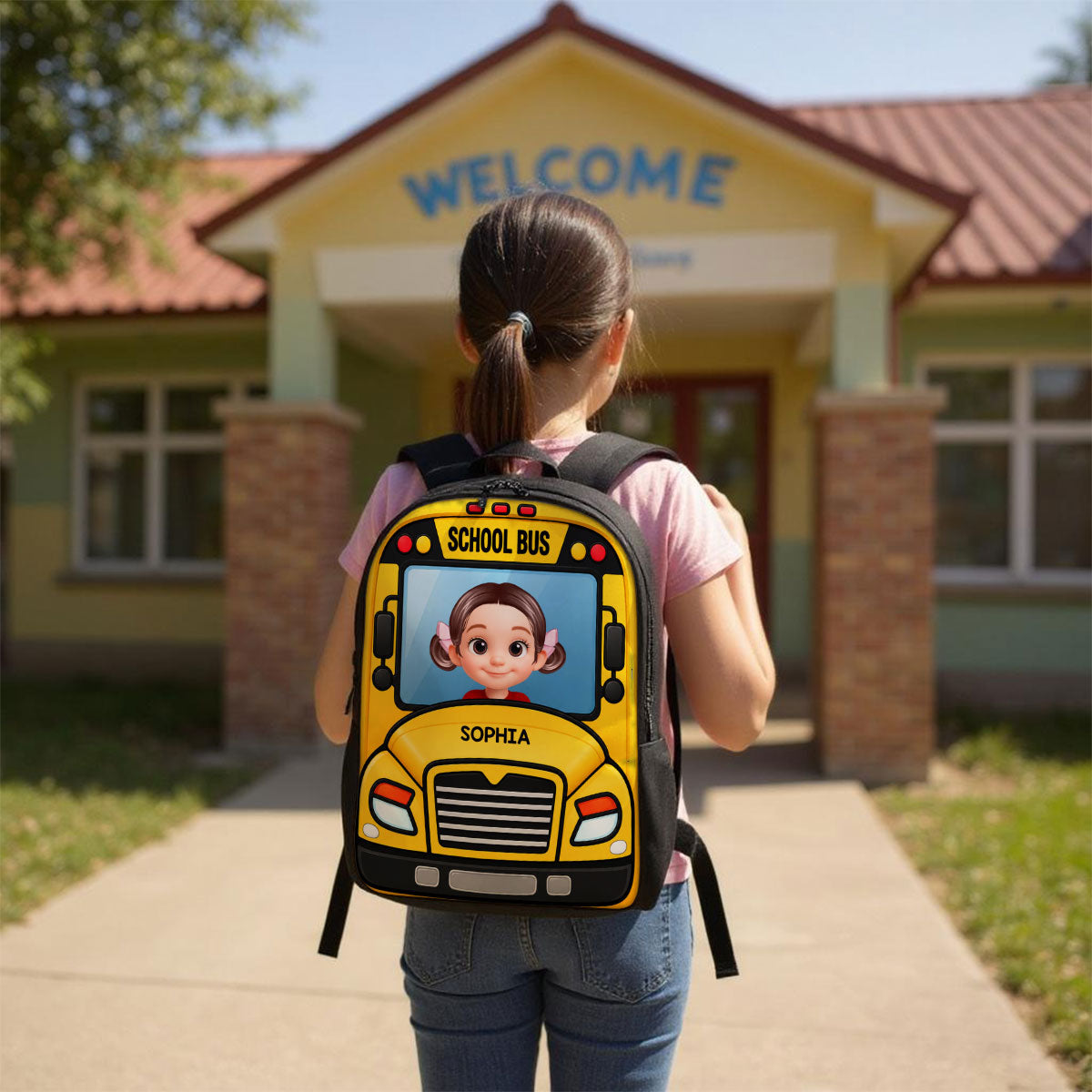 School Bus, Tractor for Boys Girls - Personalized Backpack - Back to School Backpack for Kids