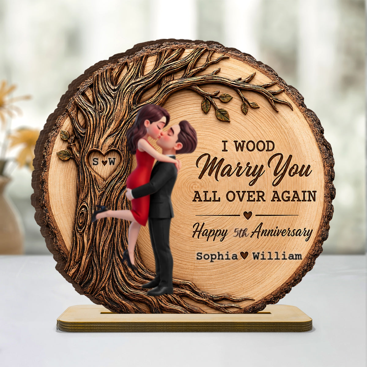 I Would Marry You All Over Again - Personalized 2-Layered Wooden Plaque - Couple Anniversary Gift for Her, for Him