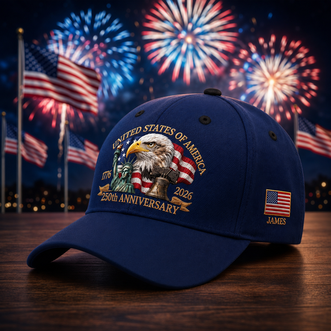 United States 250th Anniversary Eagle Liberty & Bell Printed - Personalized Classic Cap