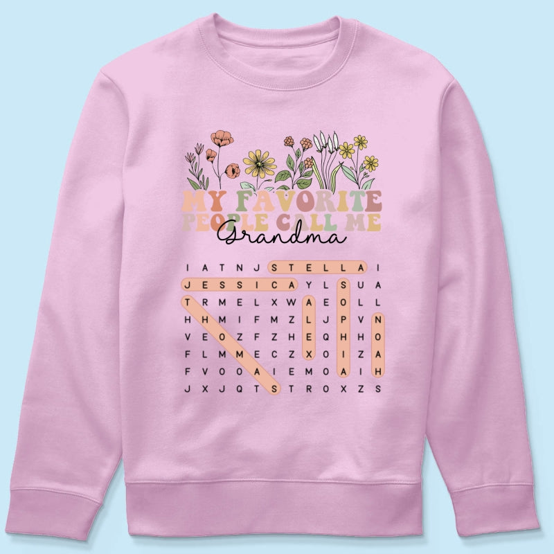My Favorite People Call Me Grandma Floral Word Search Puzzle - Personalized Shirt - Mother's Day Gift For Grandma Mom