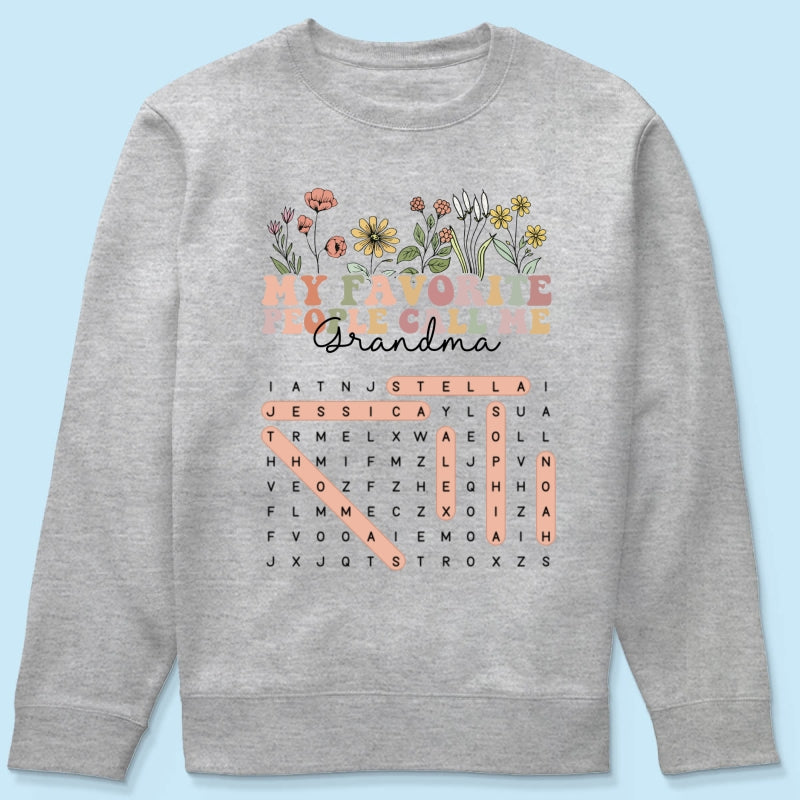 My Favorite People Call Me Grandma Floral Word Search Puzzle - Personalized Shirt - Mother's Day Gift For Grandma Mom