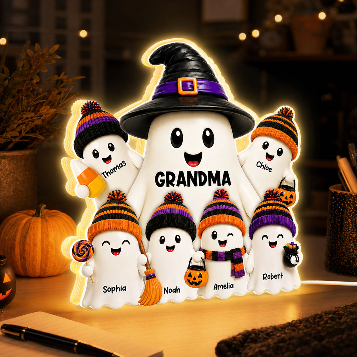 Mysterical Grandma's Boo Crew - Personalized Light Box - Halloween Decoration For Grandma