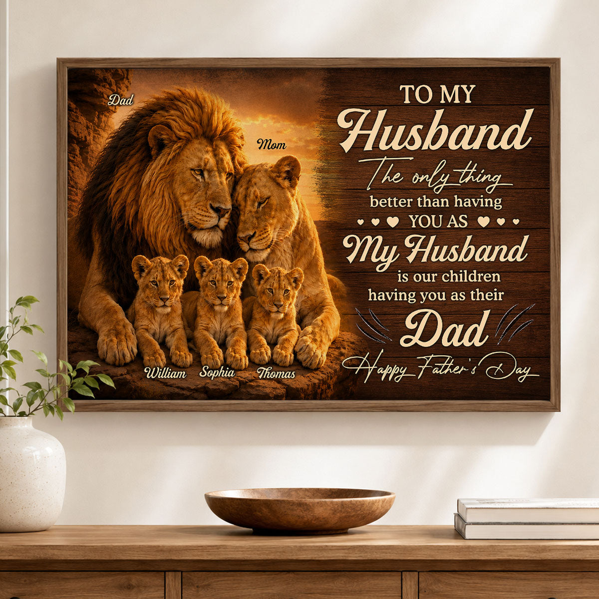 Lion Family The Only Thing - Personalized Poster - Father's Day Gift For Husband, Dad