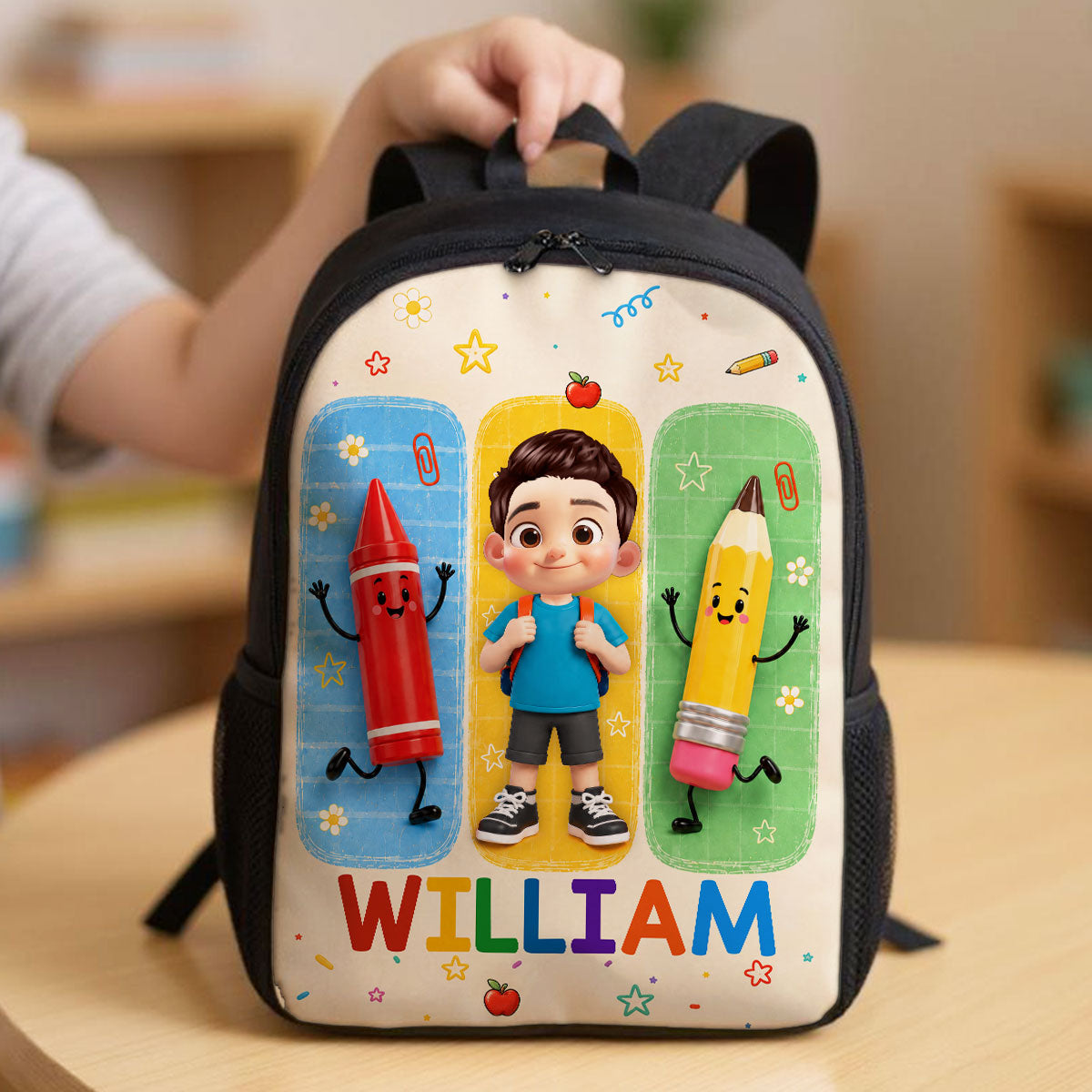Boys Girls With School Things - Personalized Backpack - Back To School Gift
