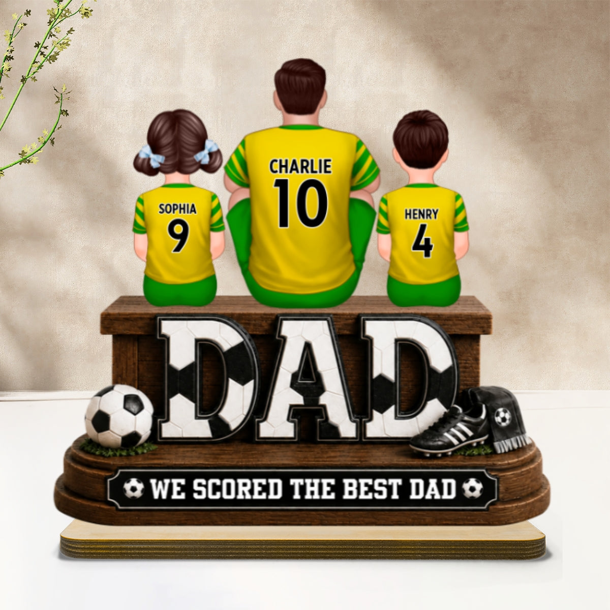 Trending Soccer Dad We Scored The Best Dad - Personalized 2-Layered Wooden Plaque - Gift For Dad, Husband, Soccer Lovers