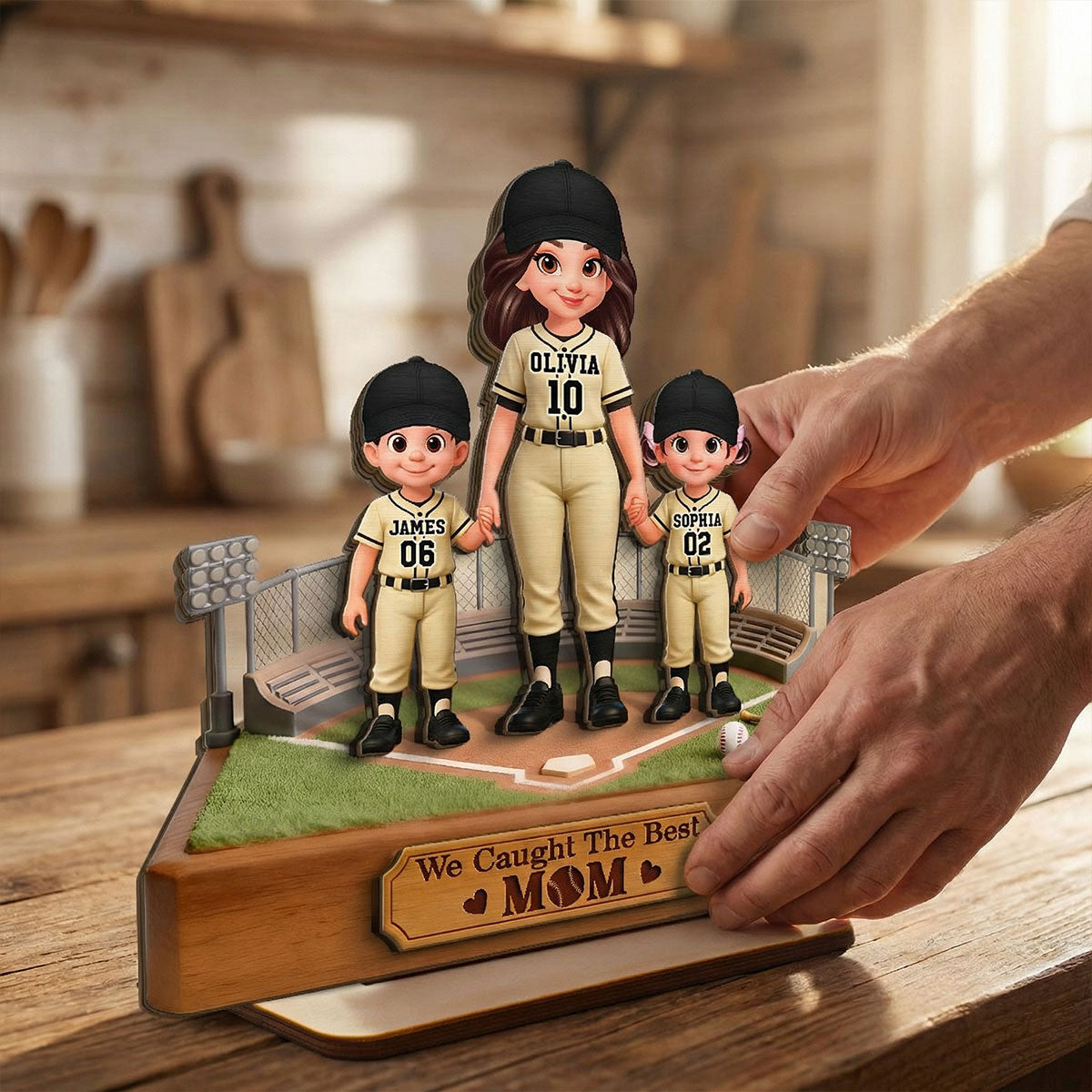 Baseball We Caught The Best Mom - Personalized 2-Layered Wooden Plaque - Mother's Day Gift For Baseball Mom