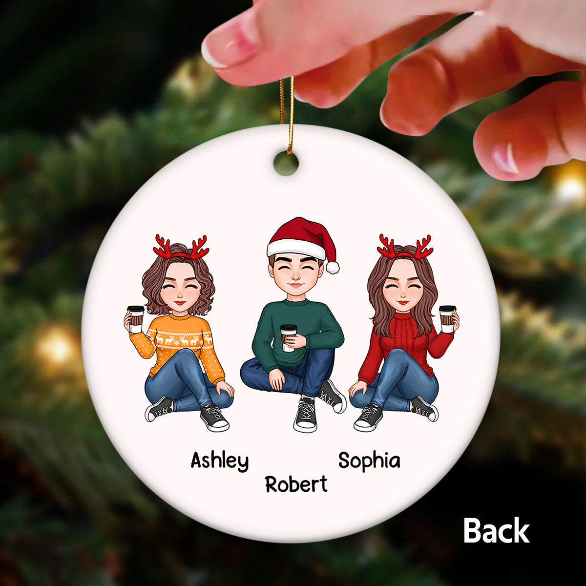 Side By Side Or Miles Apart Long Distance Family Friends Grandparent Cousin Gift Personalized Ceramic Ornament