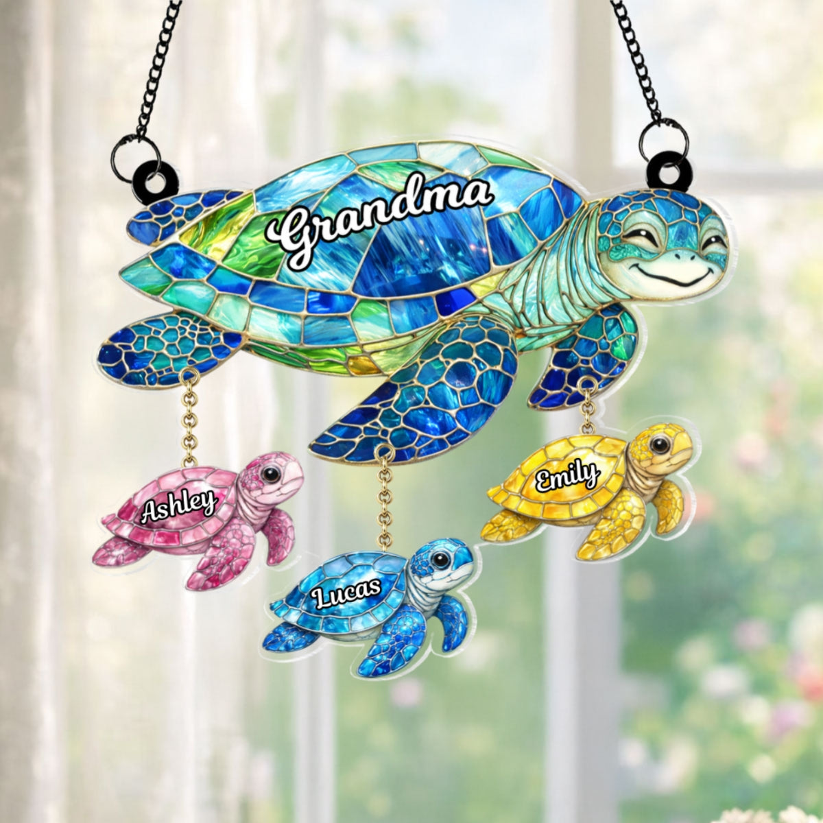 Grandma & Kids Sea Turtle - Personalized Suncatcher - Mother's Day Gift for Grandma, Mom, Wife
