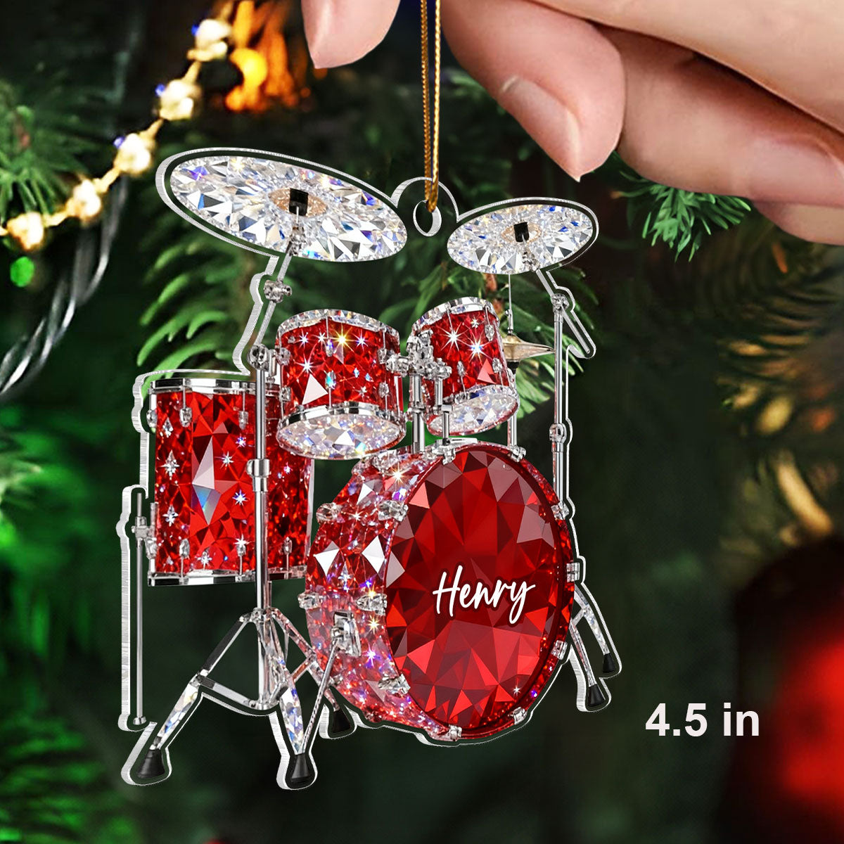 Drum Music Crystal Effect - Personalized Acrylic Ornament - Unique Christmas Gift For Drummer